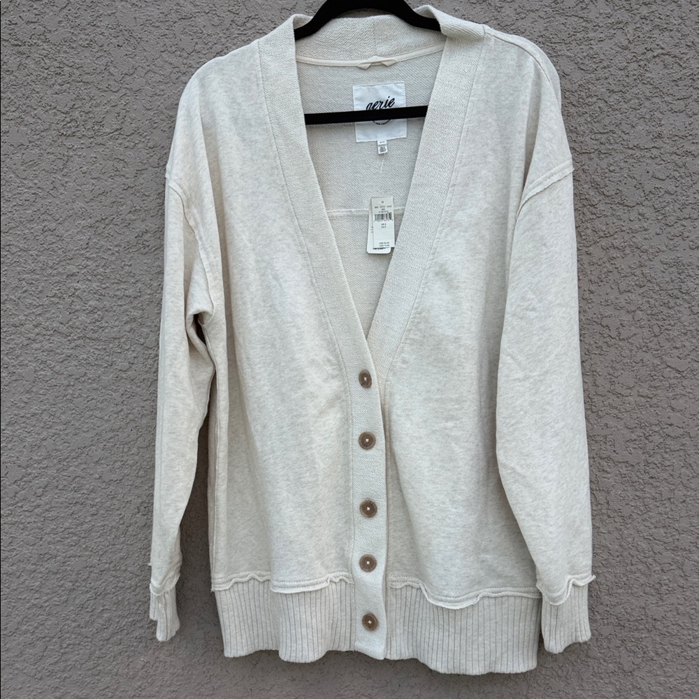 Aerie Cream V-Neck Cardigan